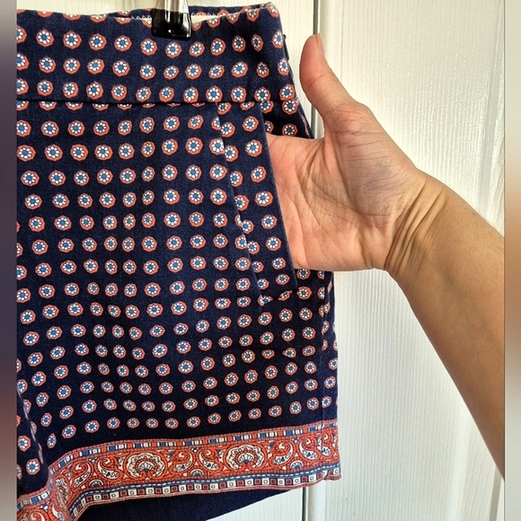 J. Crew Navy Blue Floral Boho‎ Paisley Cotton Shorts Womens 8 - Picture 12 of 16
